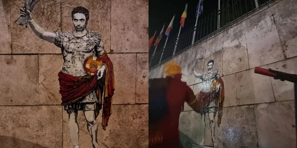 La ciudad de Roma sigue coloreándose con las imágenes de Mourinho; José emperador