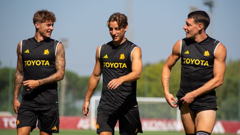 Zalewski, Bove, Belotti, Trigoria | Imagen tomada de la web oficial de la AS Roma