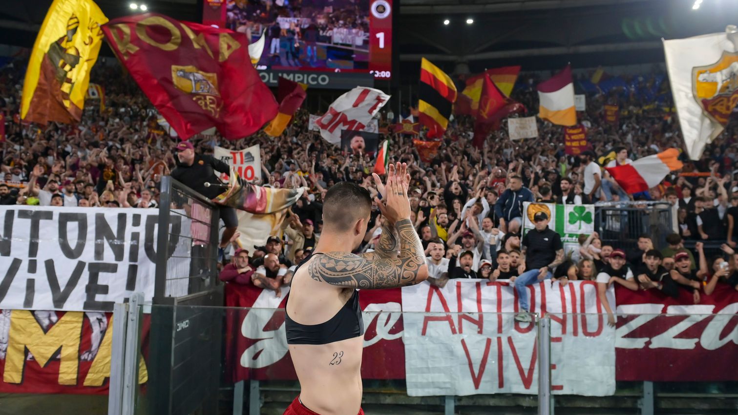 Mancini - Estadio Olímpico | Imagen tomada de la web oficial de la AS Roma