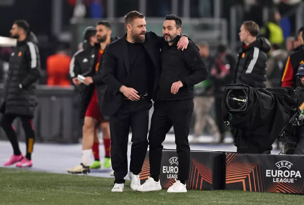 Tensión entre los banquillos de Brighton y Roma; De Zerbi encaro al team manager giallorosso