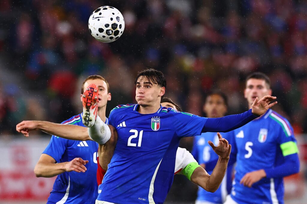 Pisilli, jugador de la Roma en partido de Italia Sub 21 - Web FIGC