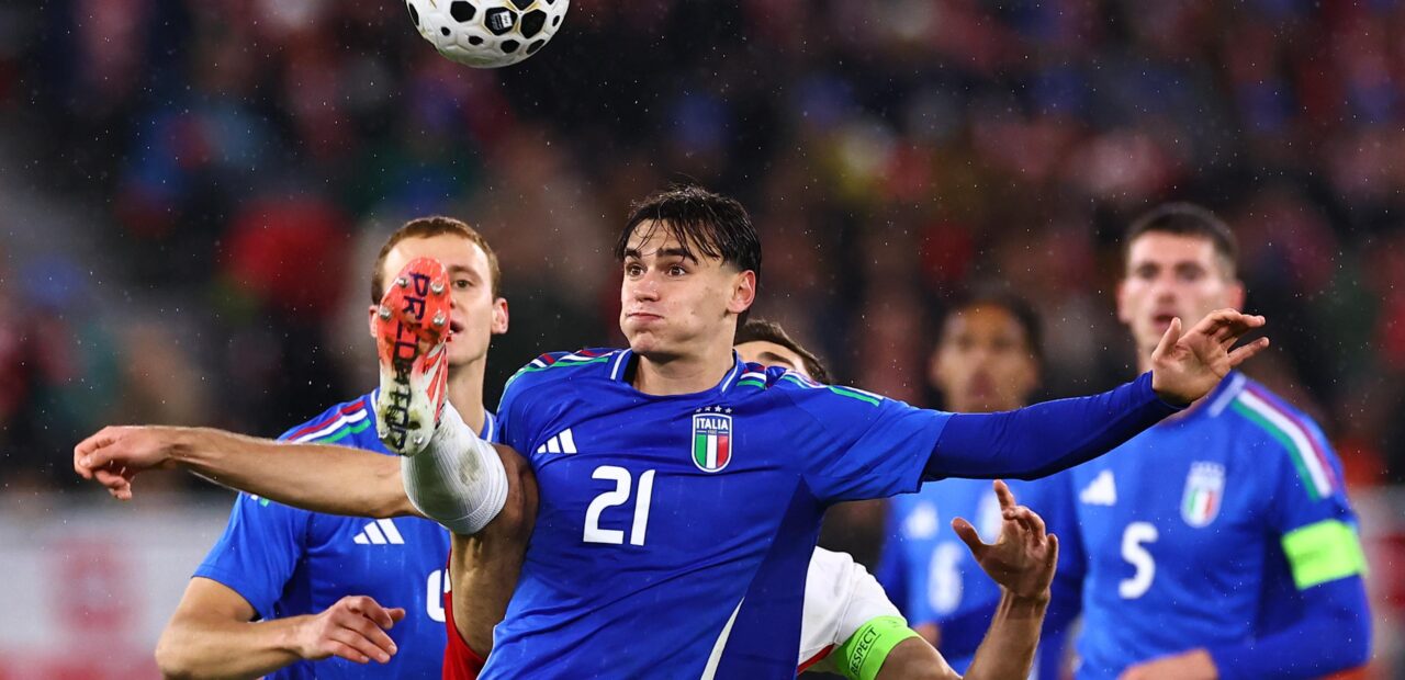 Pisilli, jugador de la Roma en partido de Italia Sub 21 - Web FIGC