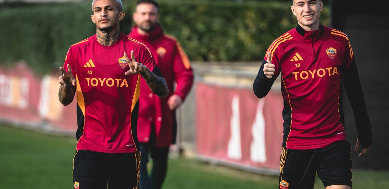 Wesley y Soulé - entrenamiento previo Juventus vs Roma